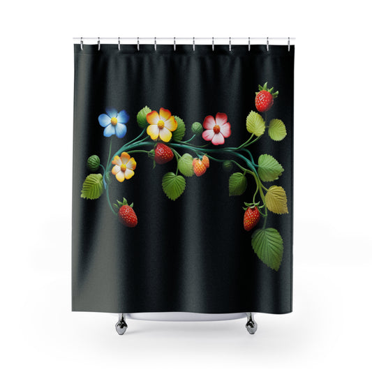 Black Multicolor Floral Shower Curtains