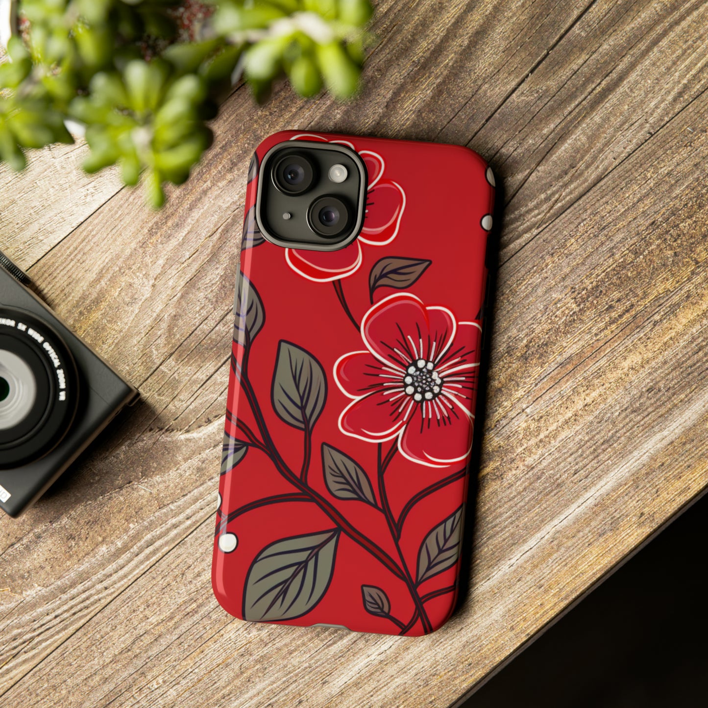 Red Floral phone case