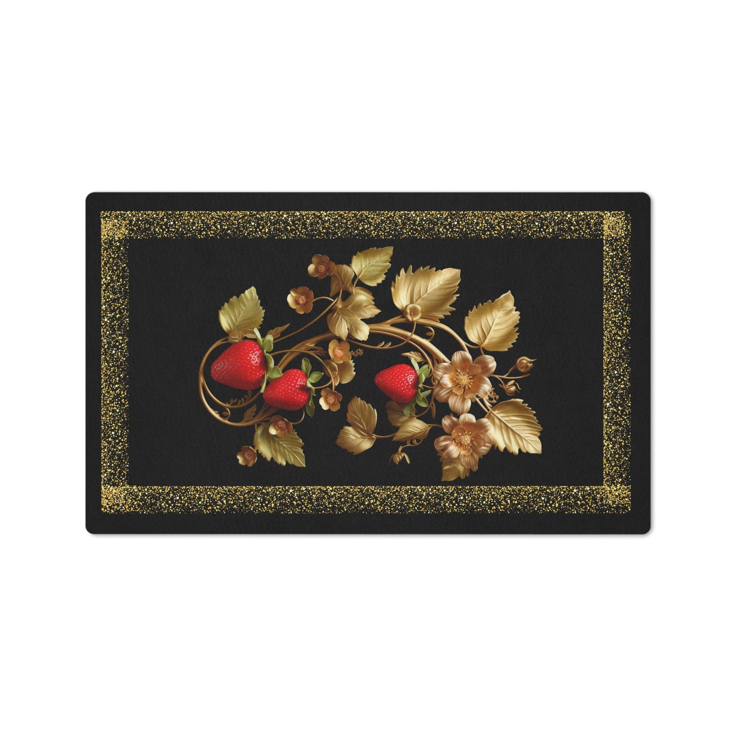 Black and Gold Floral Floor Mat