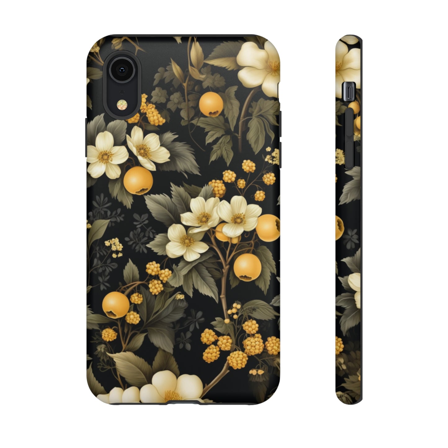 White Black and Yellow Floral phone case