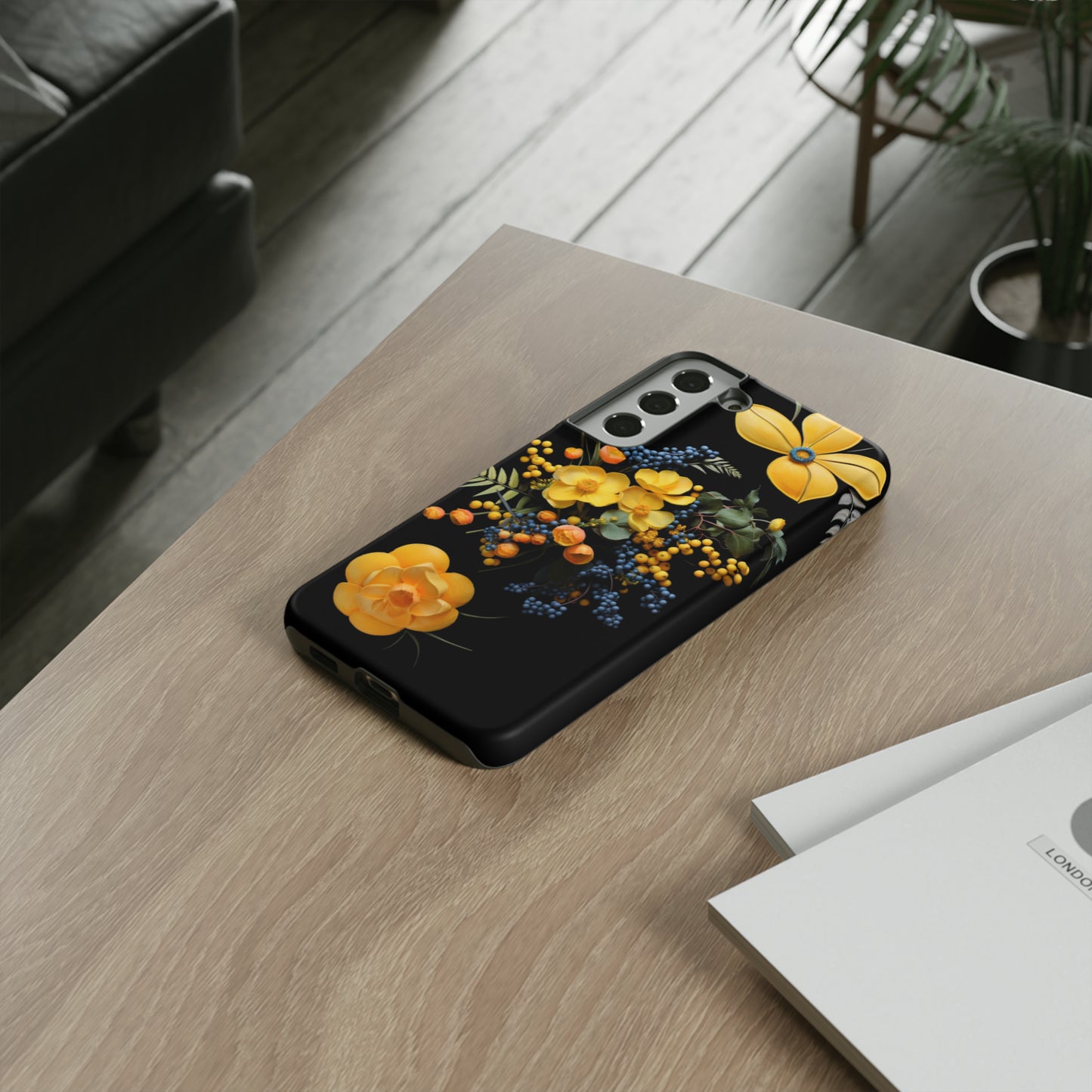 Yellow floral phone case