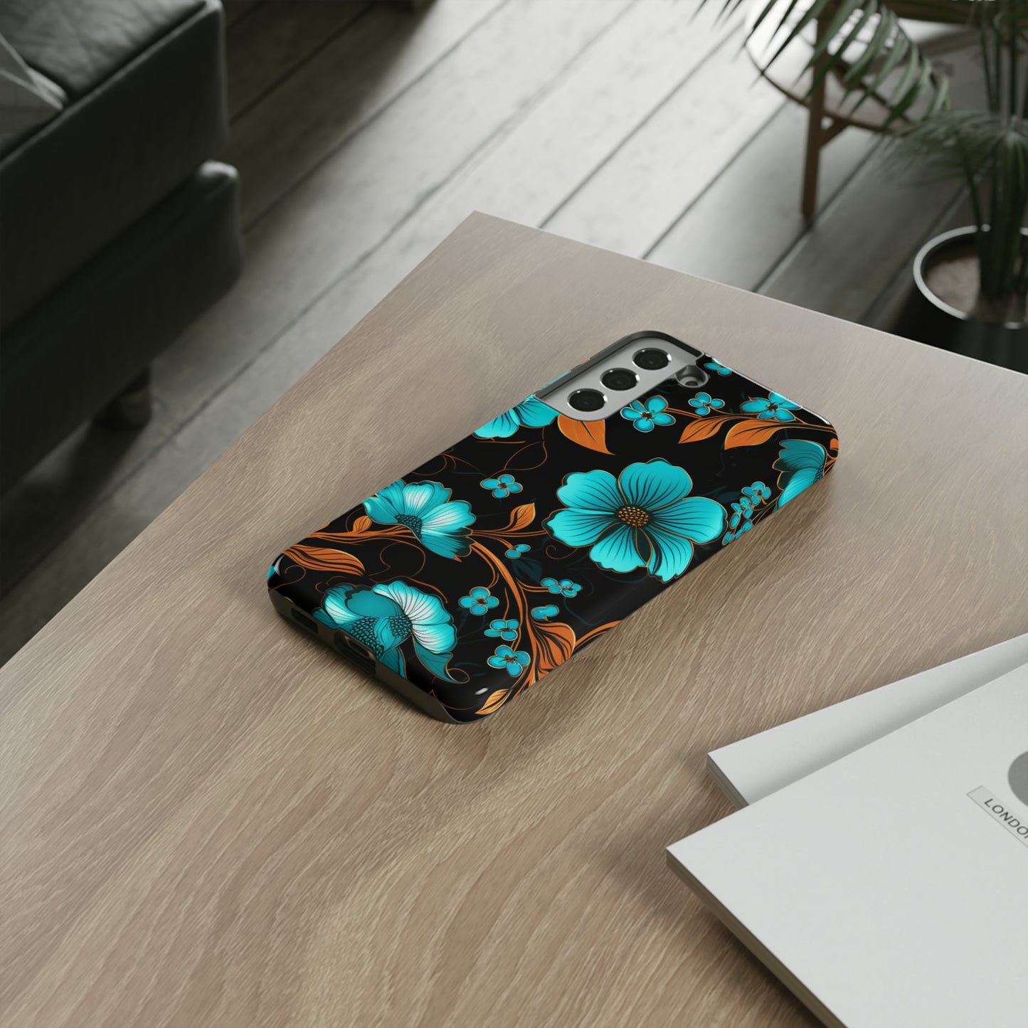 Turquoise Floral phone case