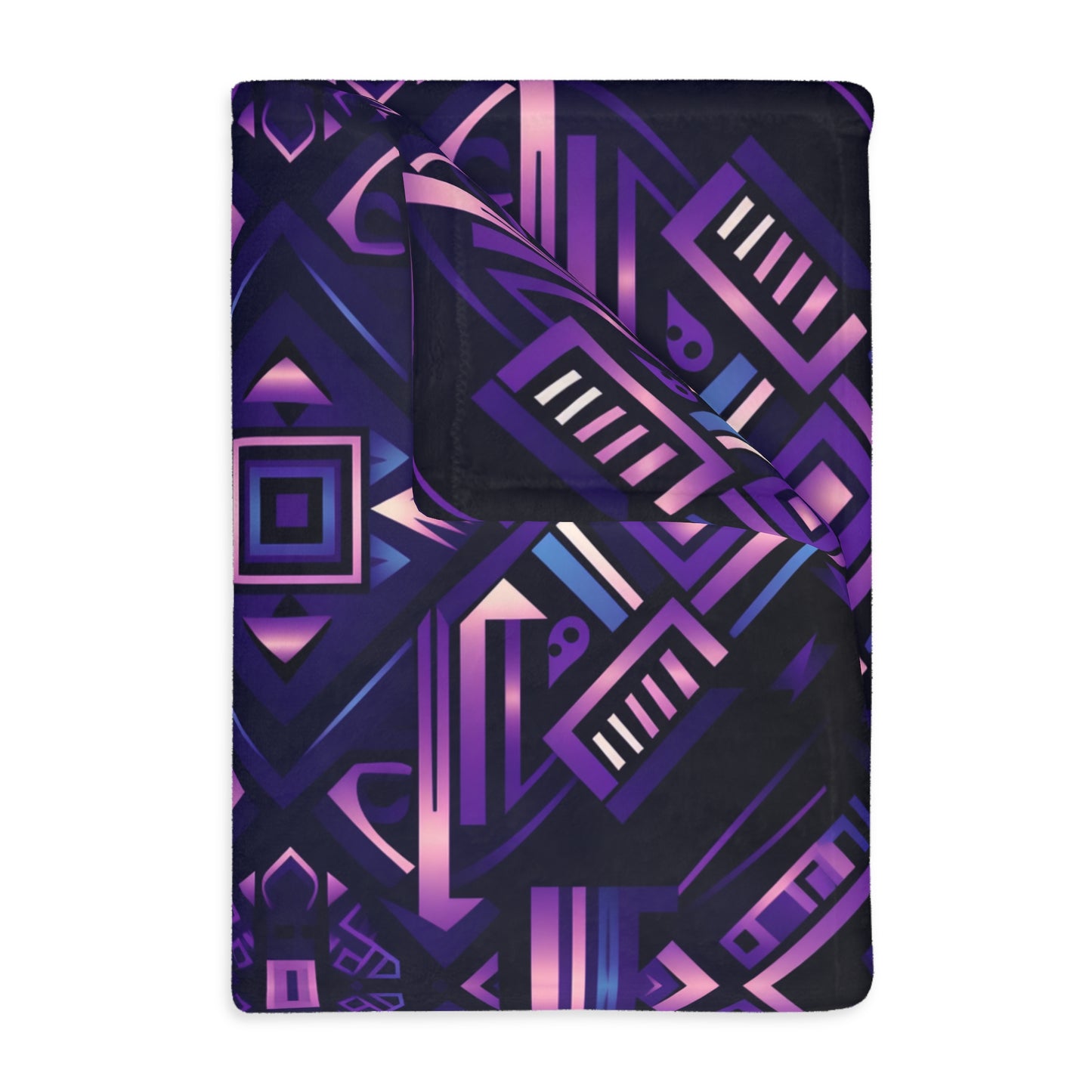 Purple Geometric Velveteen Minky Blanket (Two-sided print)