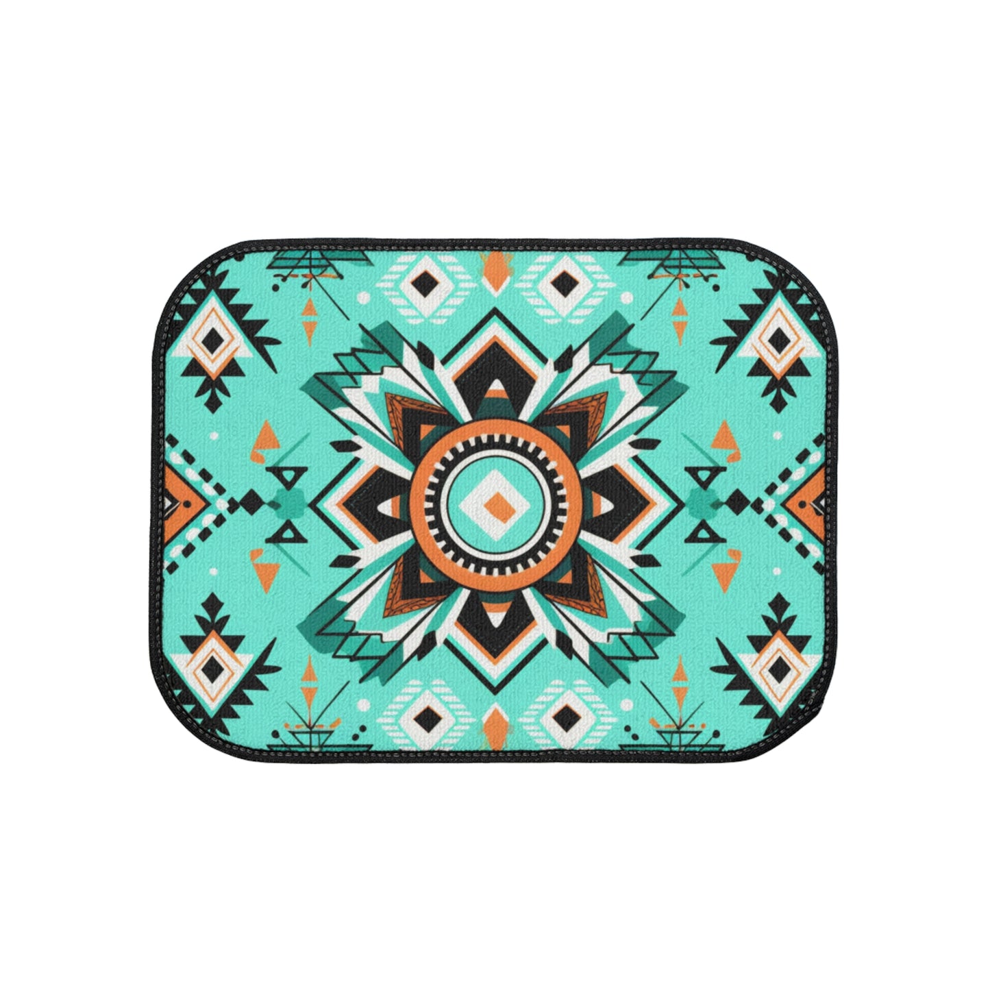 Teal Geometric Floor Mats, 1pc