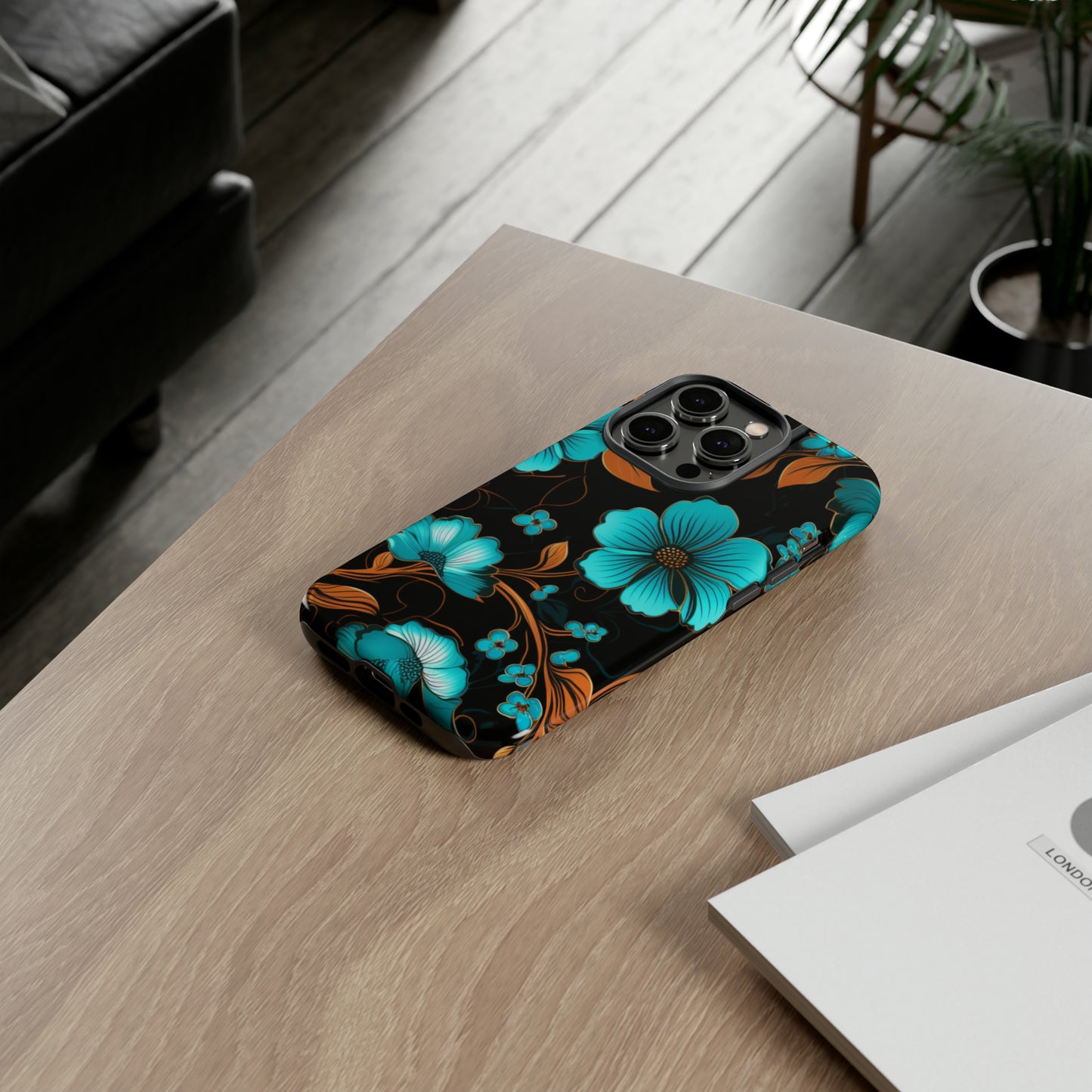 Turquoise Floral phone case