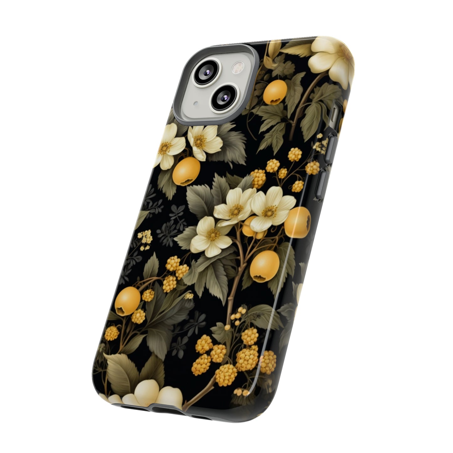 White Black and Yellow Floral phone case