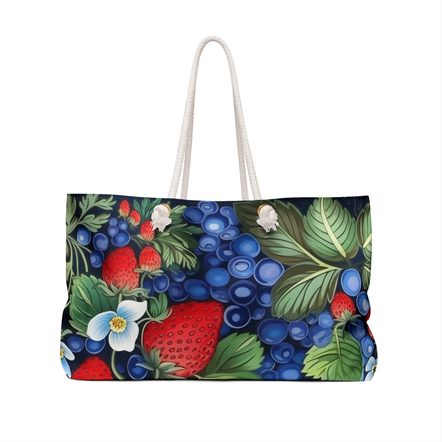 Strawberries and Blueberries with Floral Weekender Bag