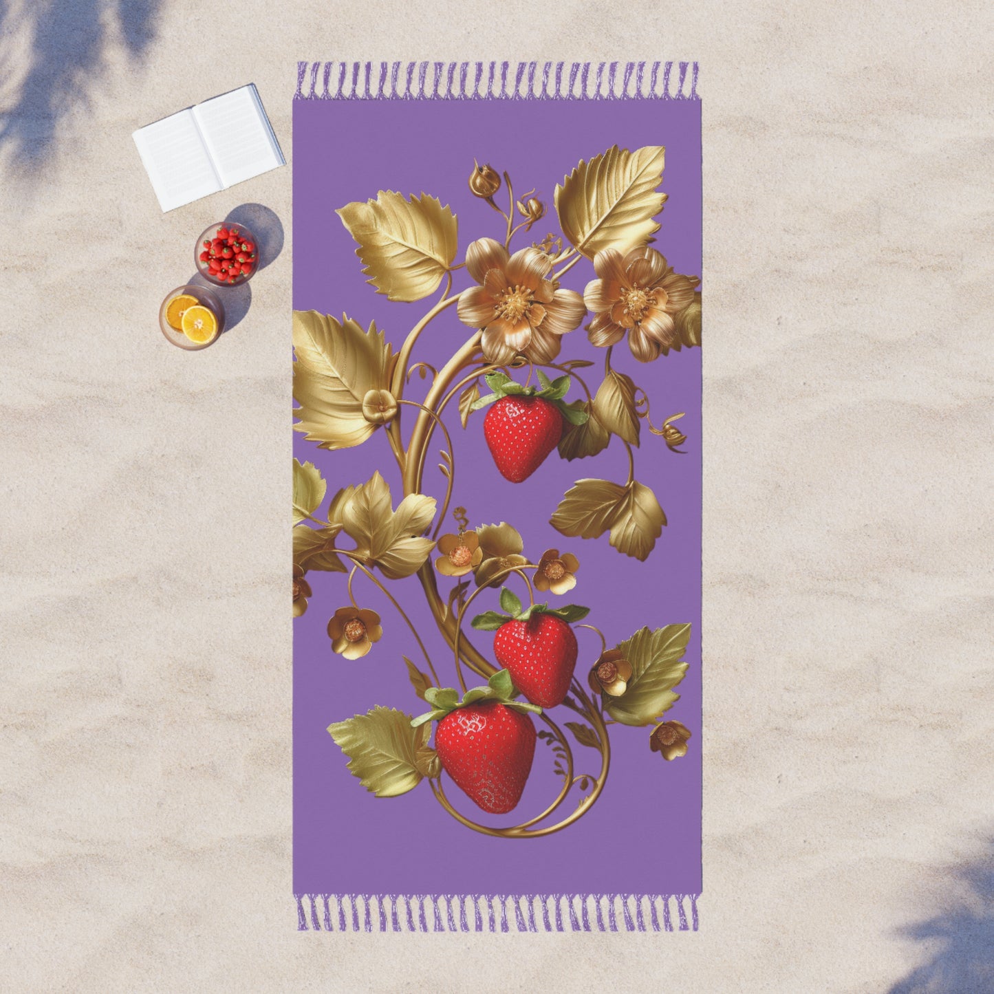 Purple and Gold Floral Beach Cloth