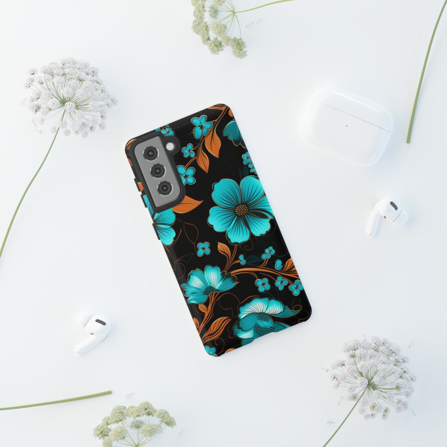 Turquoise Floral phone case