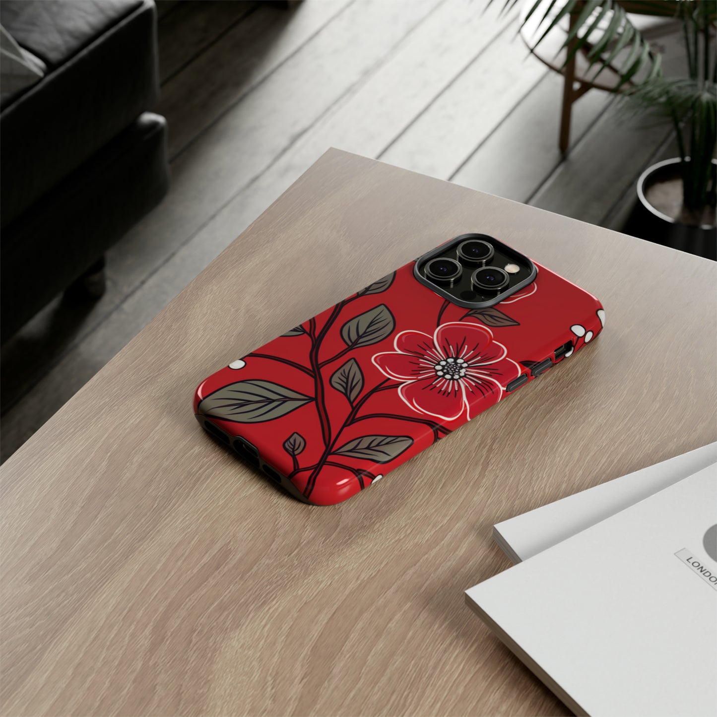 Red Floral phone case