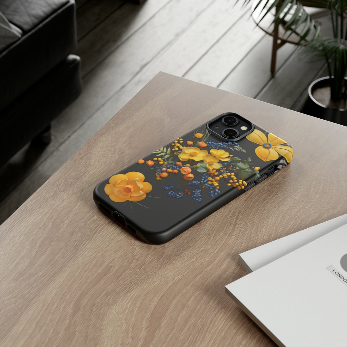 Yellow floral phone case