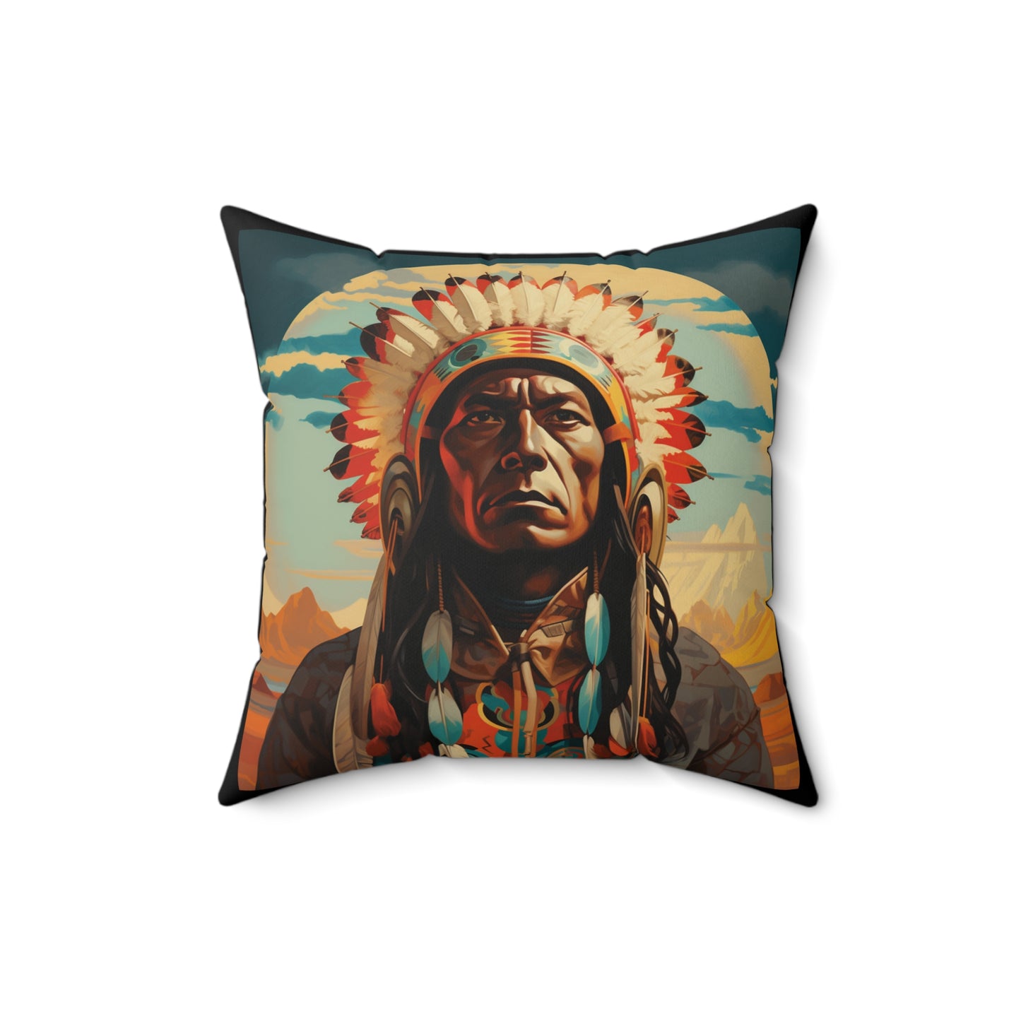 Indigenous Warrior Square Pillow