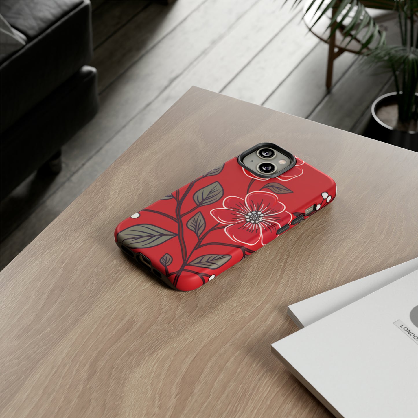 Red Floral phone case