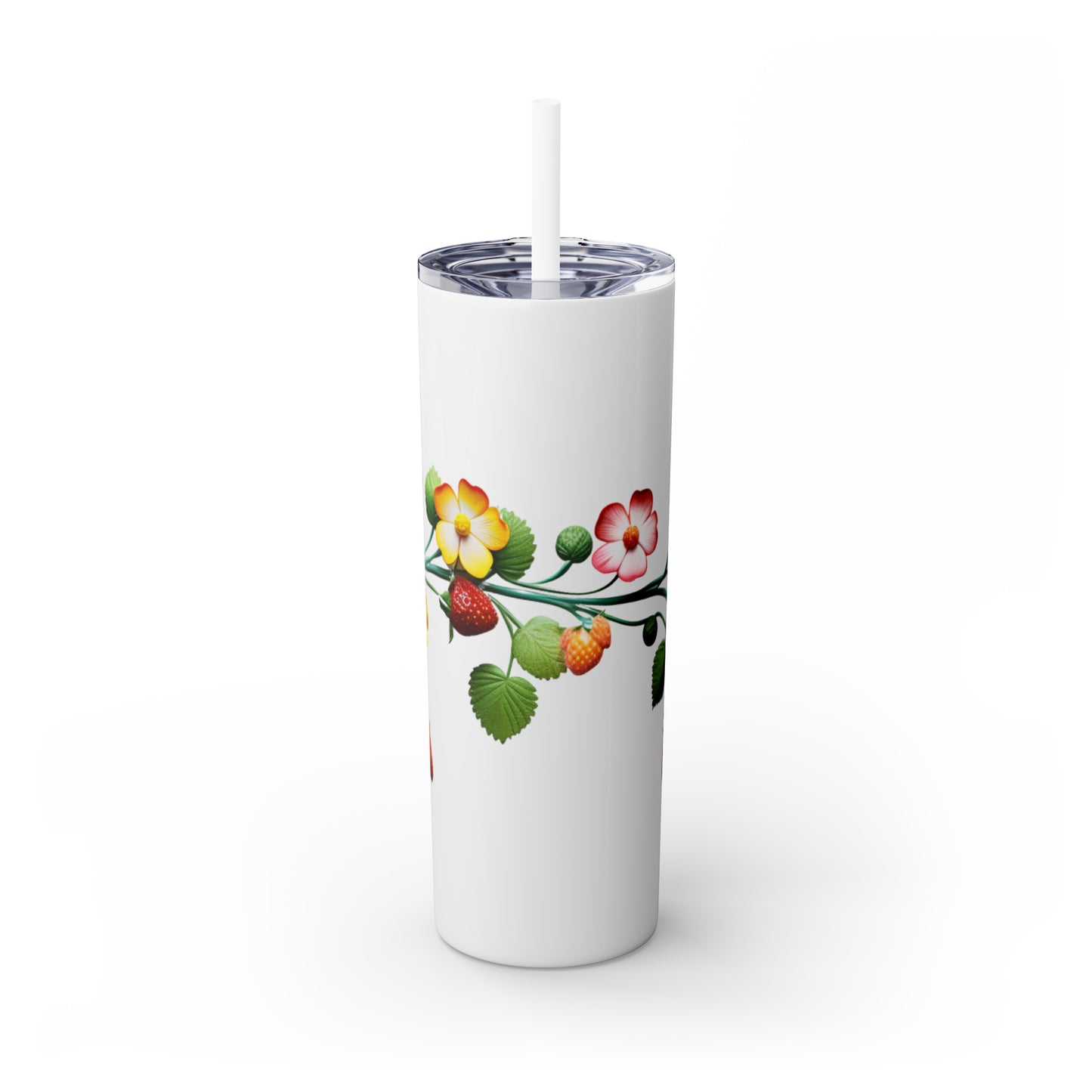 Multicolor Floral Skinny Tumbler with Straw, 20oz