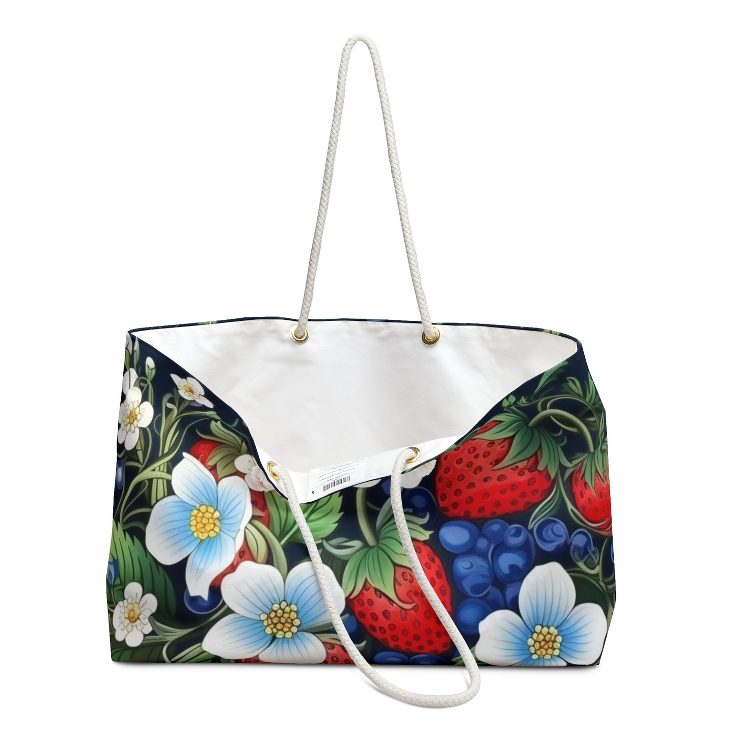 Strawberries and Blueberries with Floral Weekender Bag