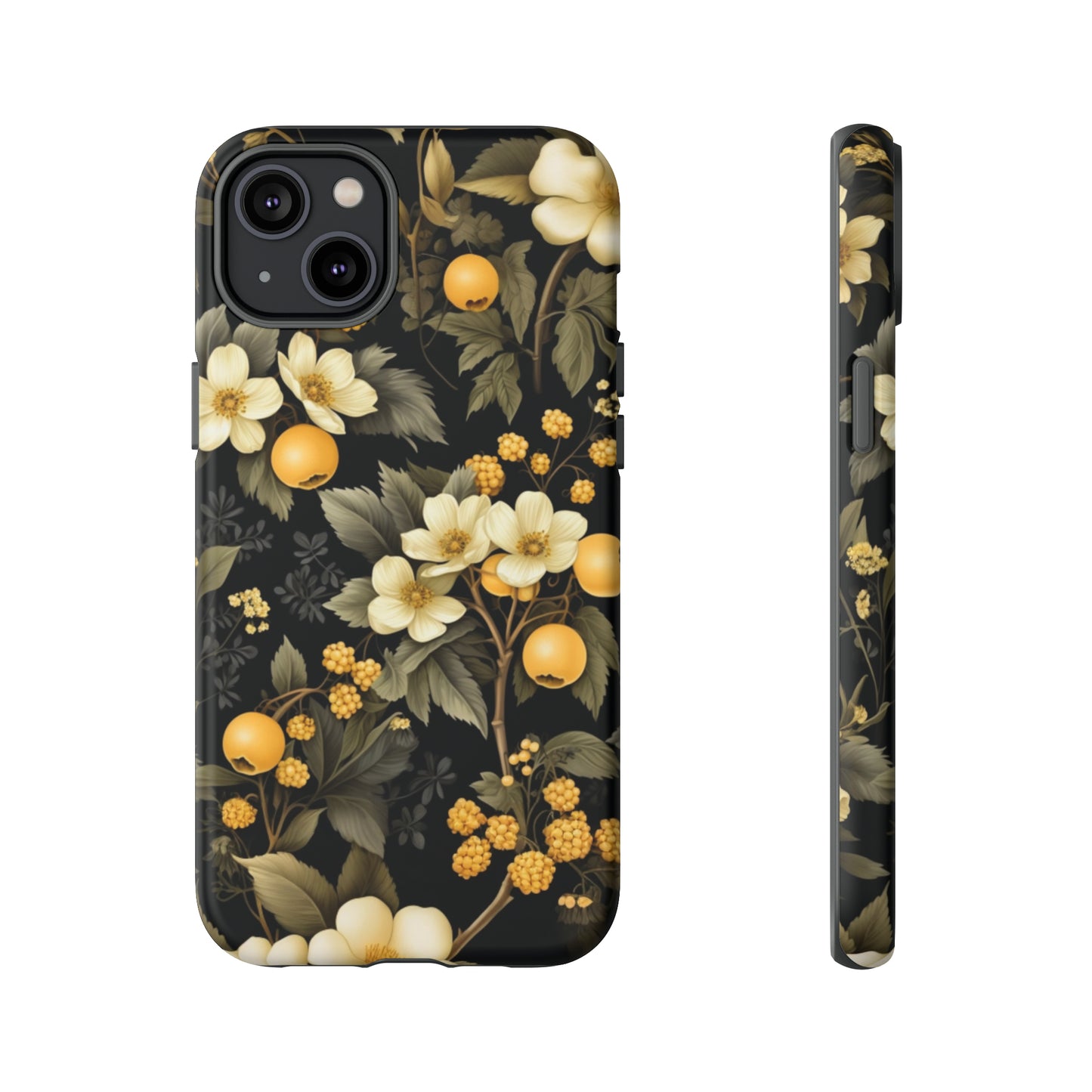 White Black and Yellow Floral phone case