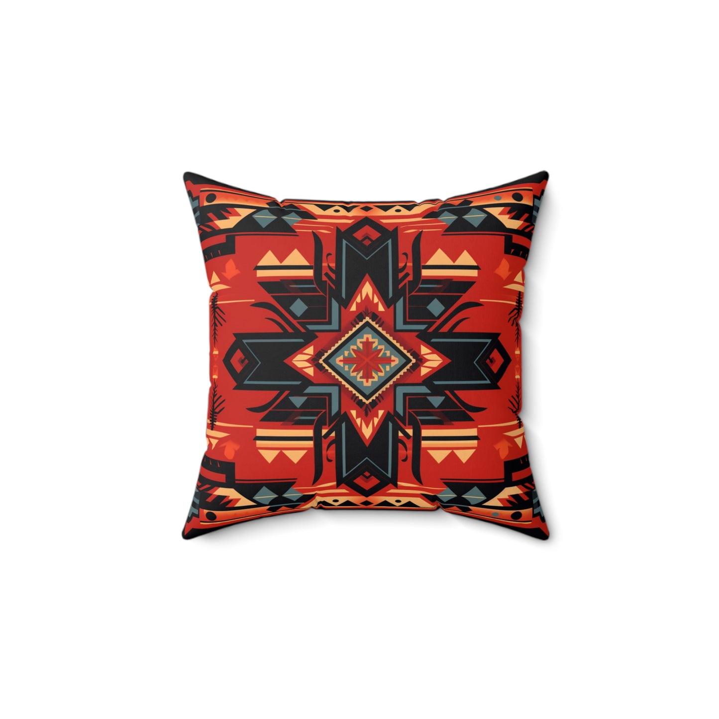 Red Geometric Square Pillow