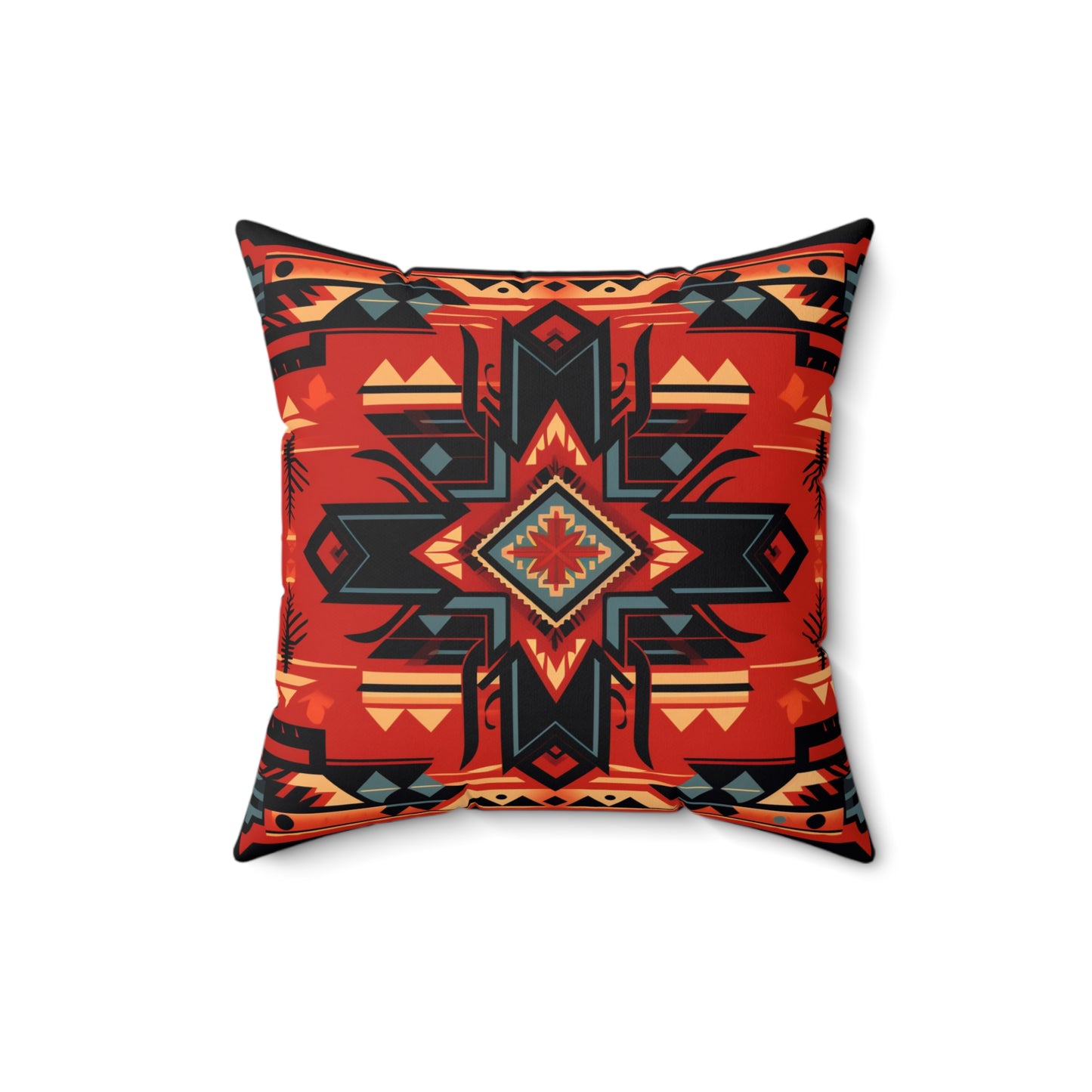 Red Geometric Square Pillow