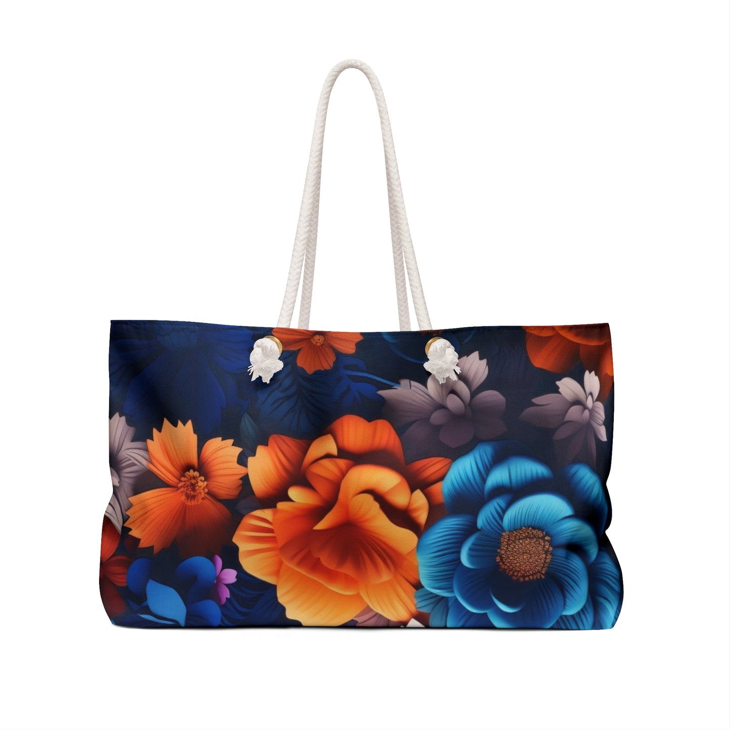 Blue and Orange Floral Weekender Bag