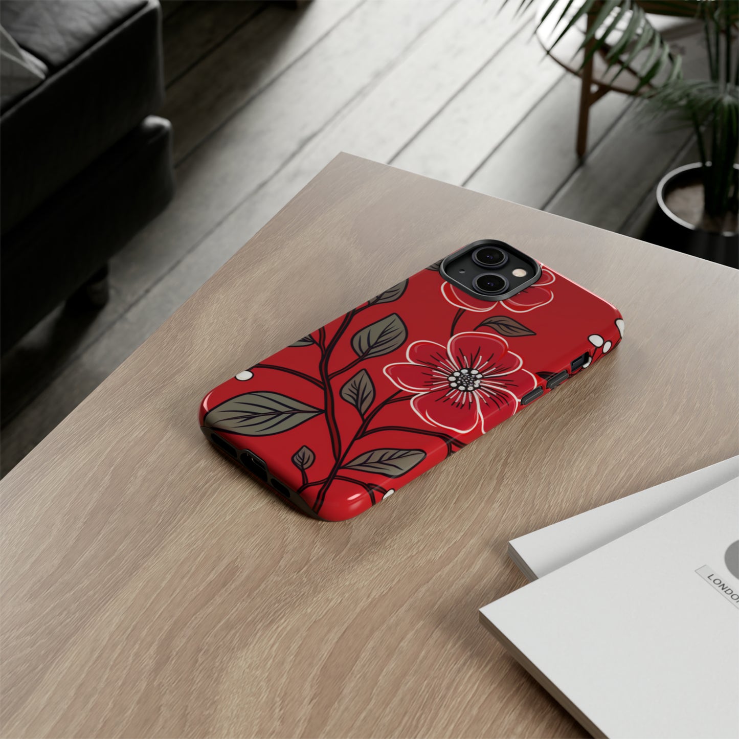 Red Floral phone case