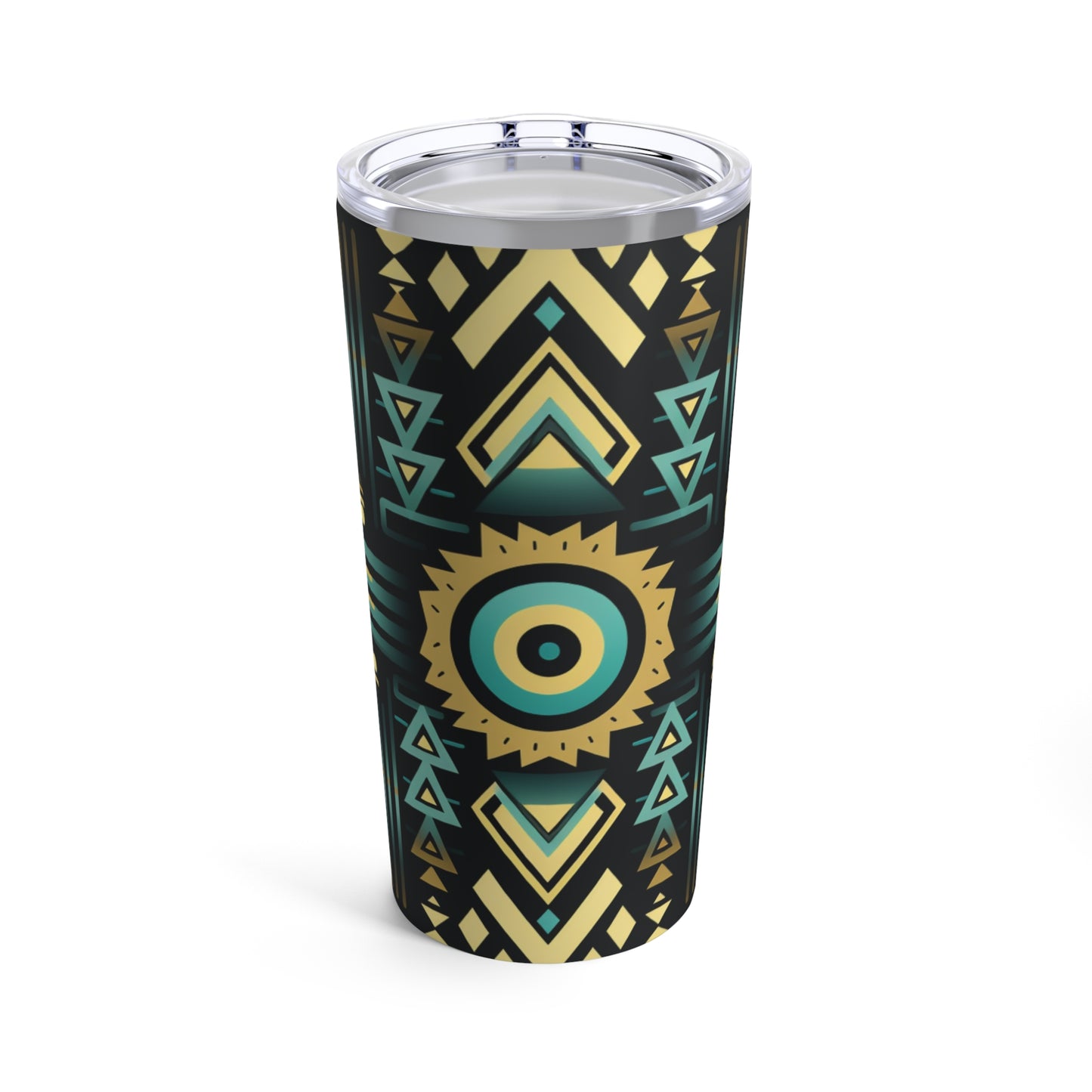 Black, Turquoise and Yellow Geometric Tumbler 20oz