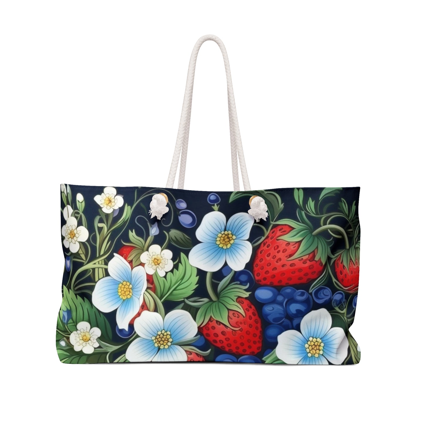 Strawberries and Blueberries with Floral Weekender Bag