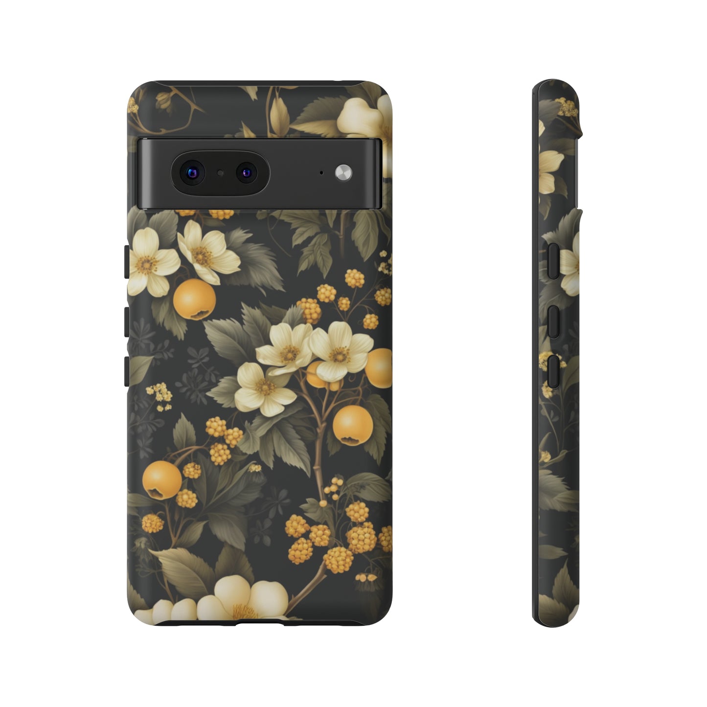 White Black and Yellow Floral phone case