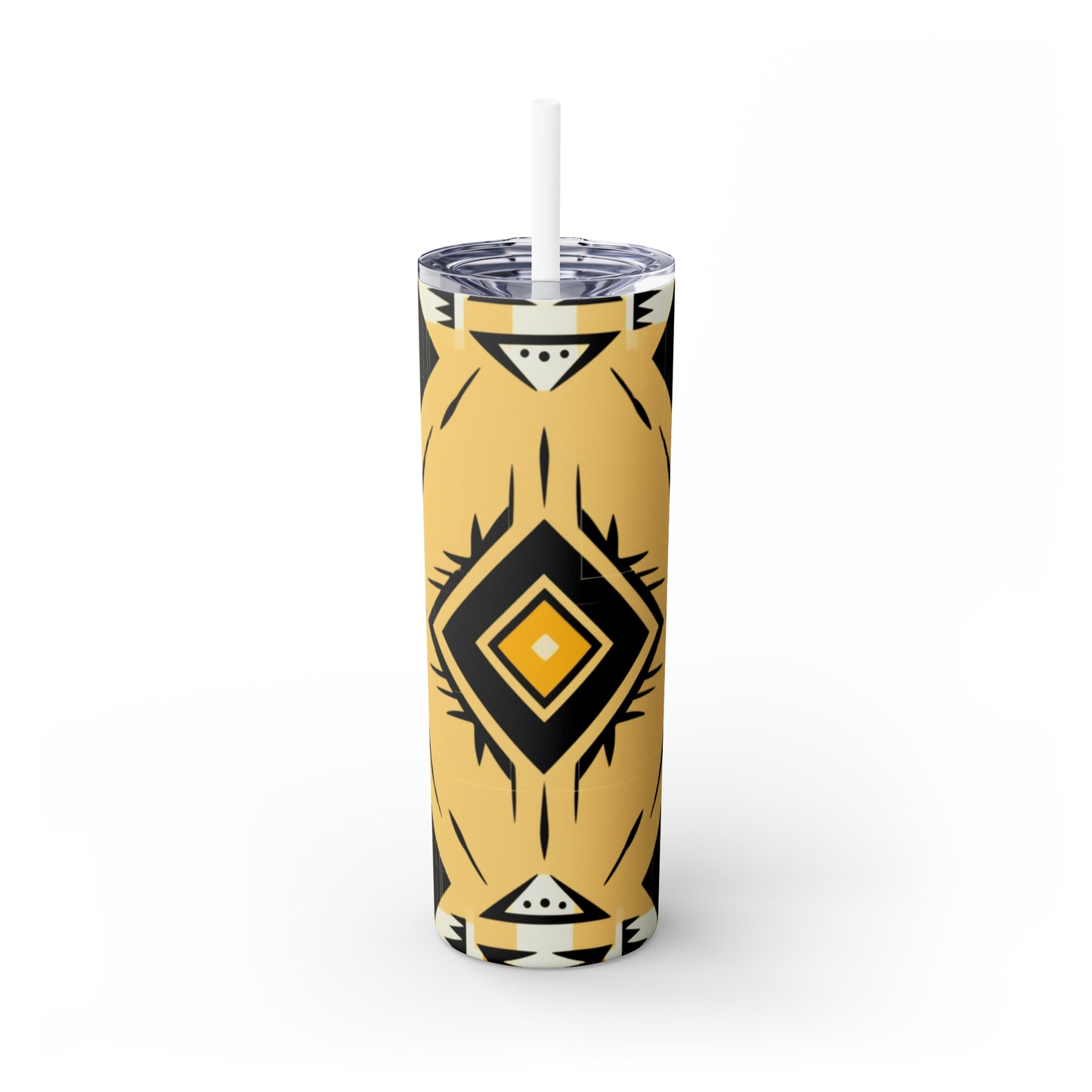 Yellow Geometric Skinny Tumbler with Straw, 20oz