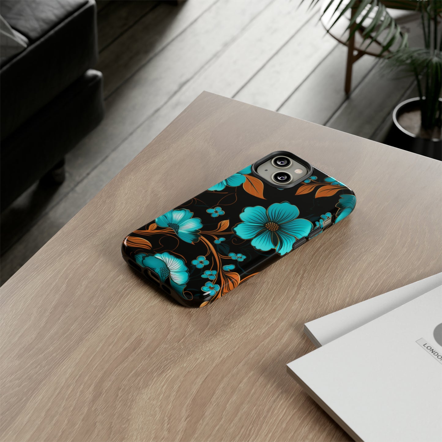 Turquoise Floral phone case