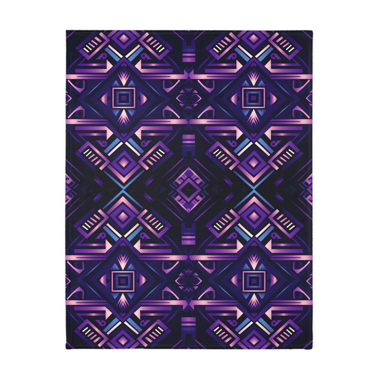 Purple Geometric Velveteen Minky Blanket (Two-sided print)