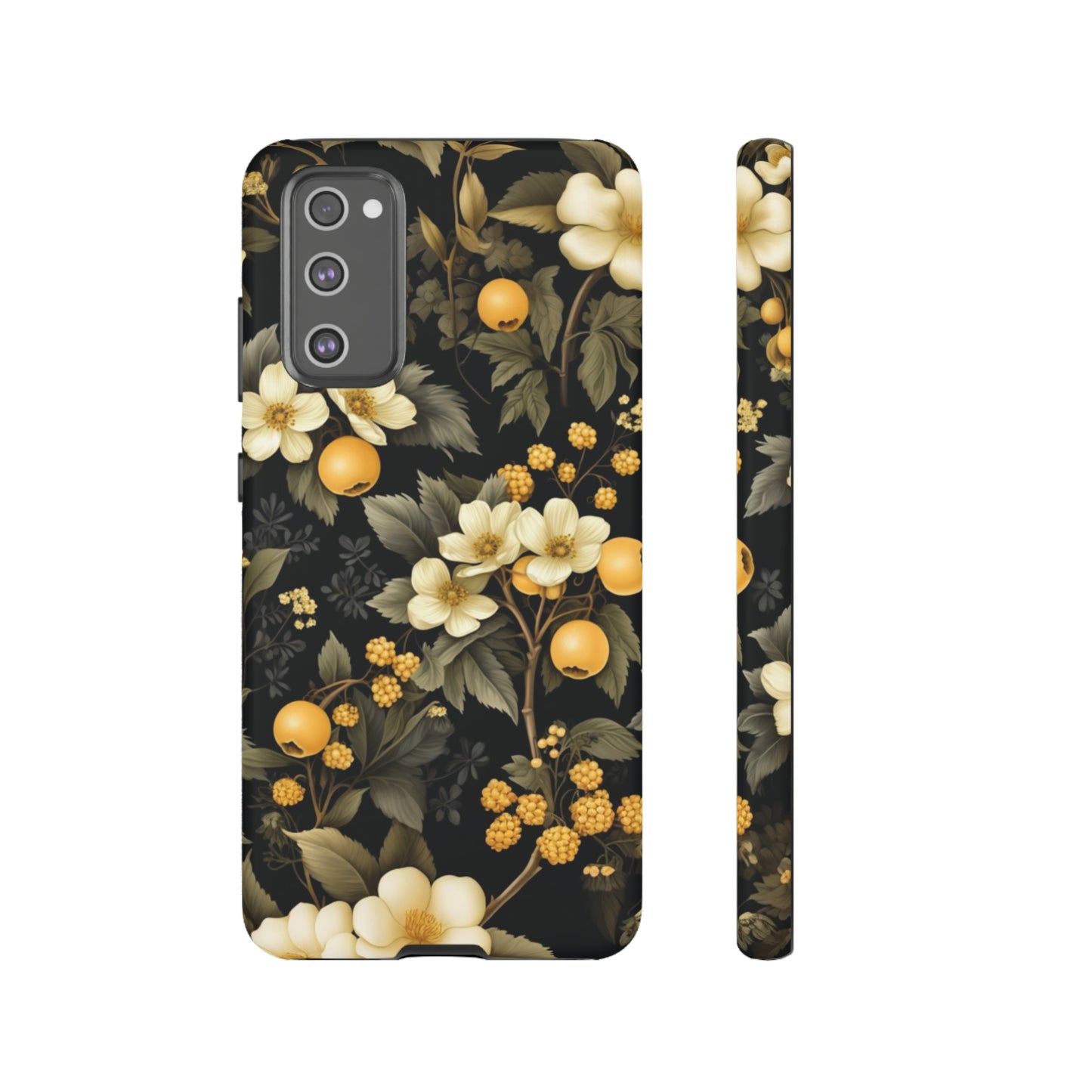 White Black and Yellow Floral phone case