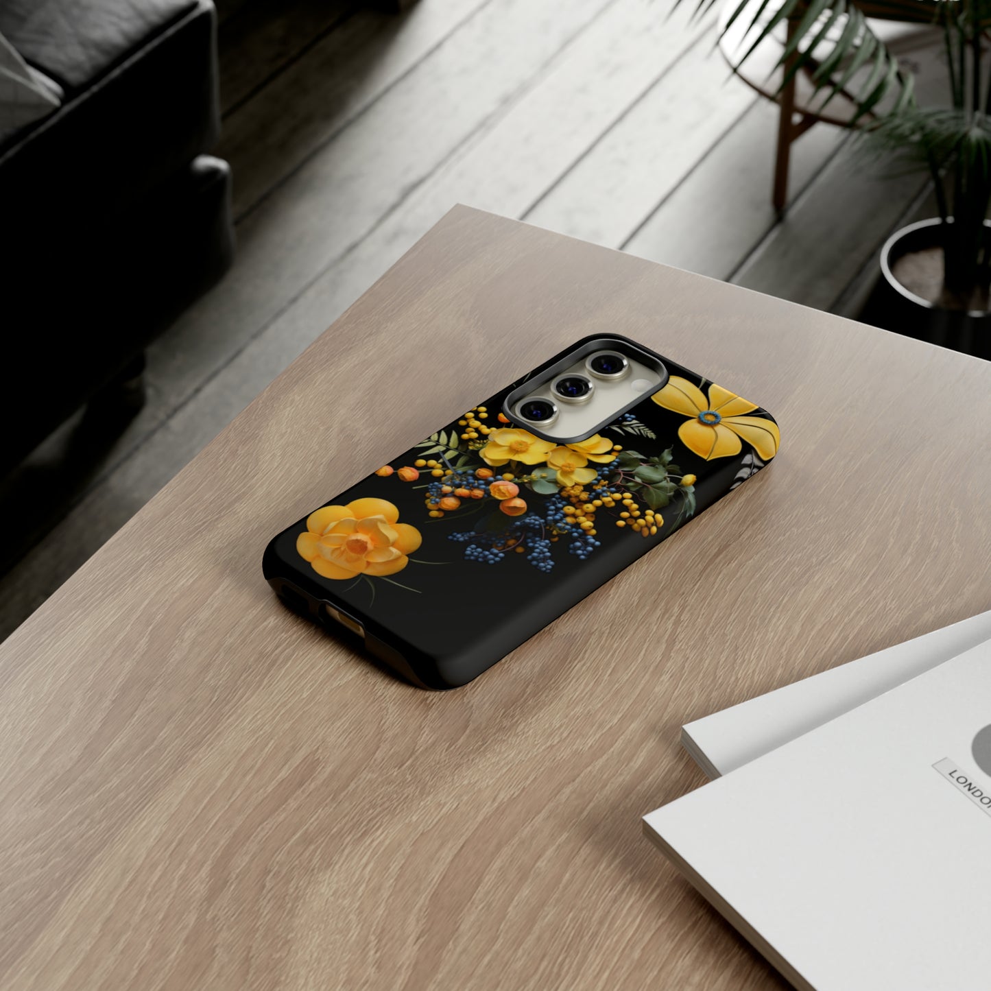 Yellow floral phone case
