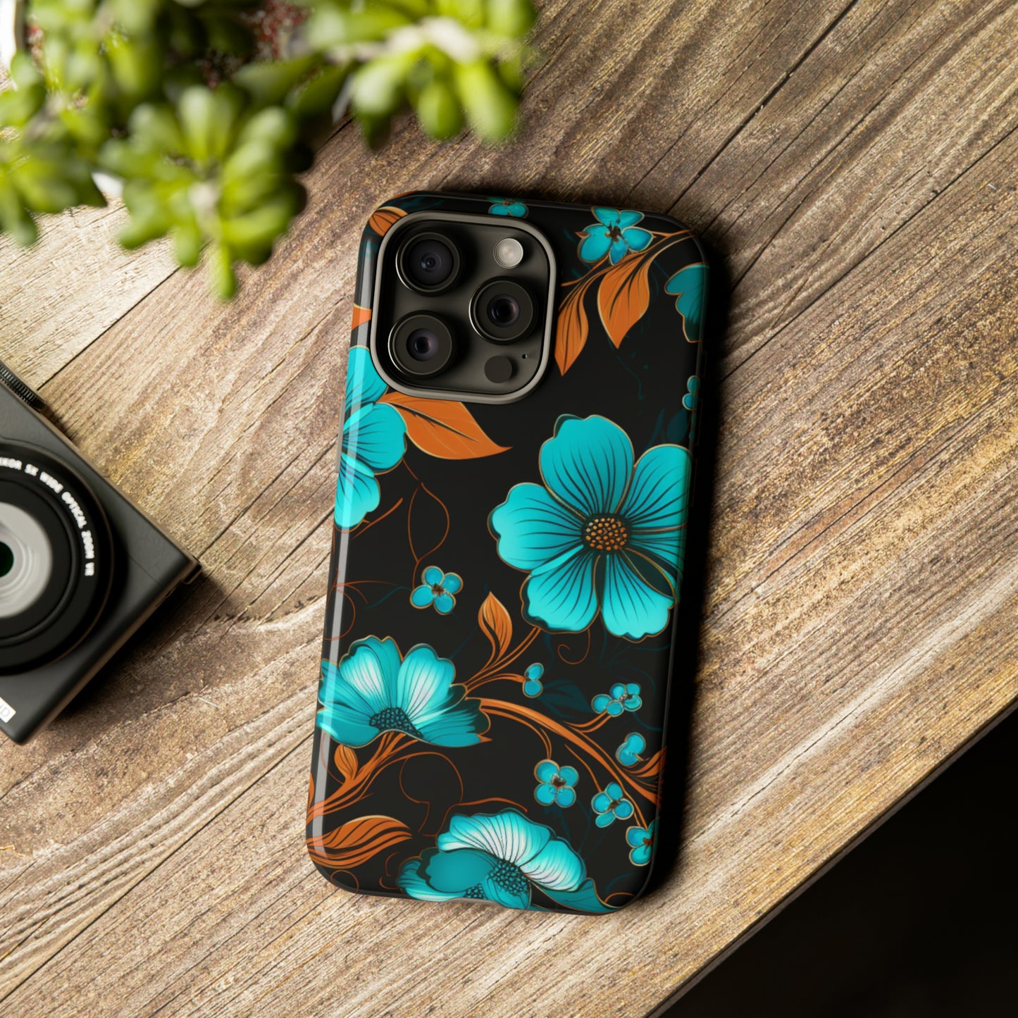 Turquoise Floral phone case