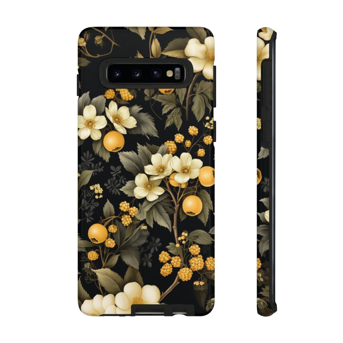 White Black and Yellow Floral phone case