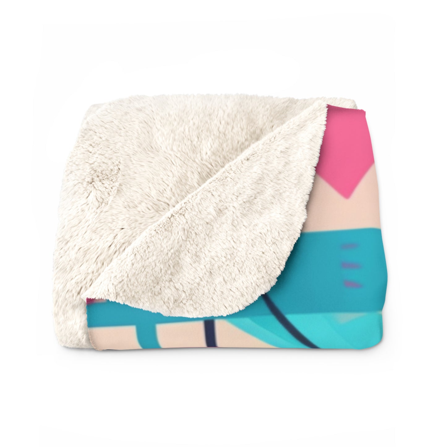 Pink and Turquoise Sherpa Fleece Blanket