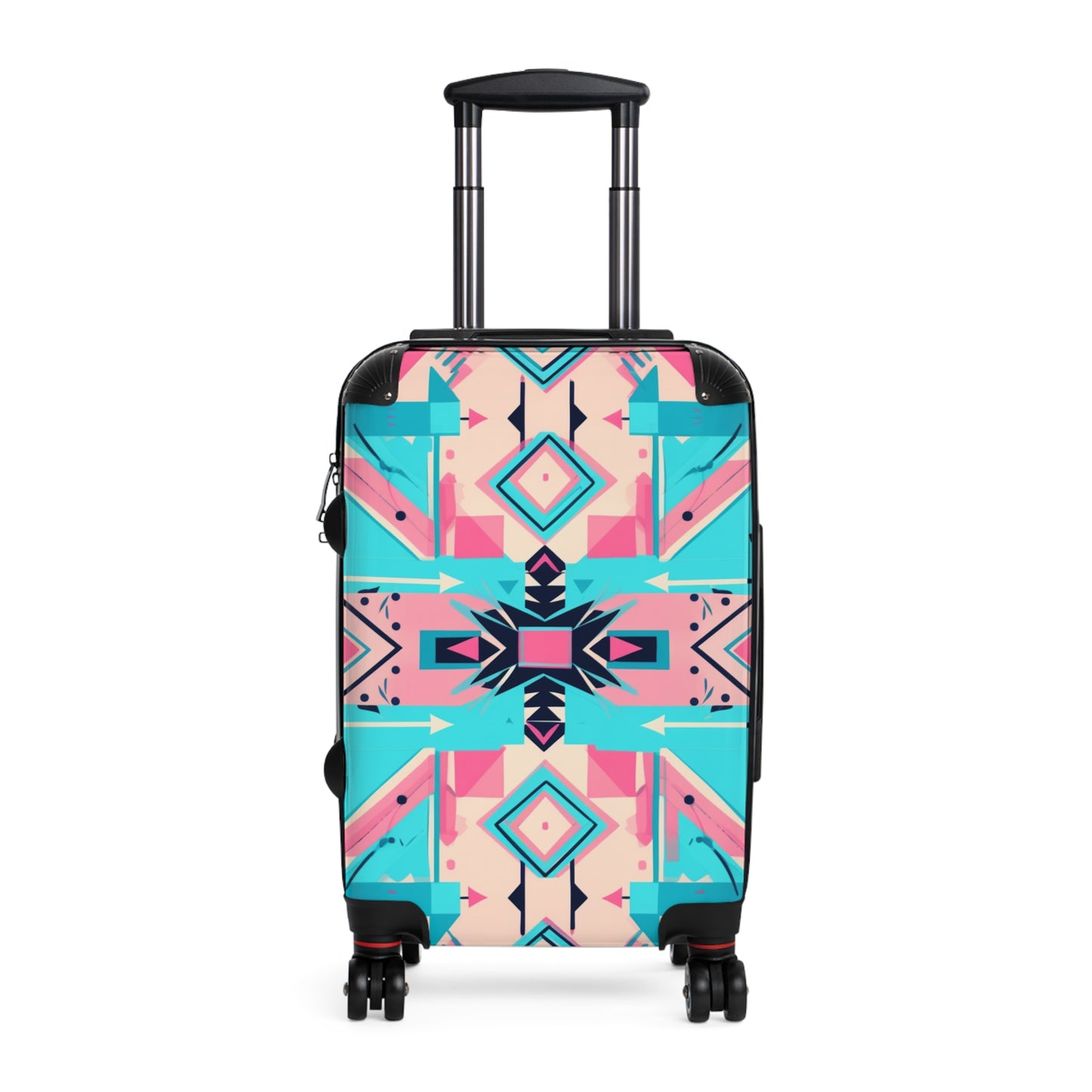 Pink and Turquoise Geometric Suitcase