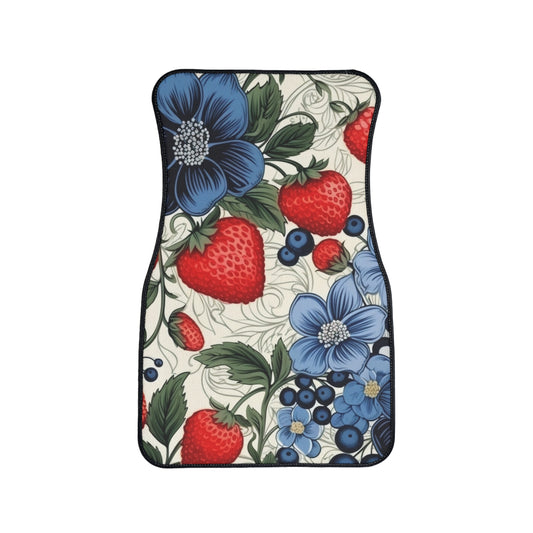 White Berries and Floral Car Floor Mats, 1pc