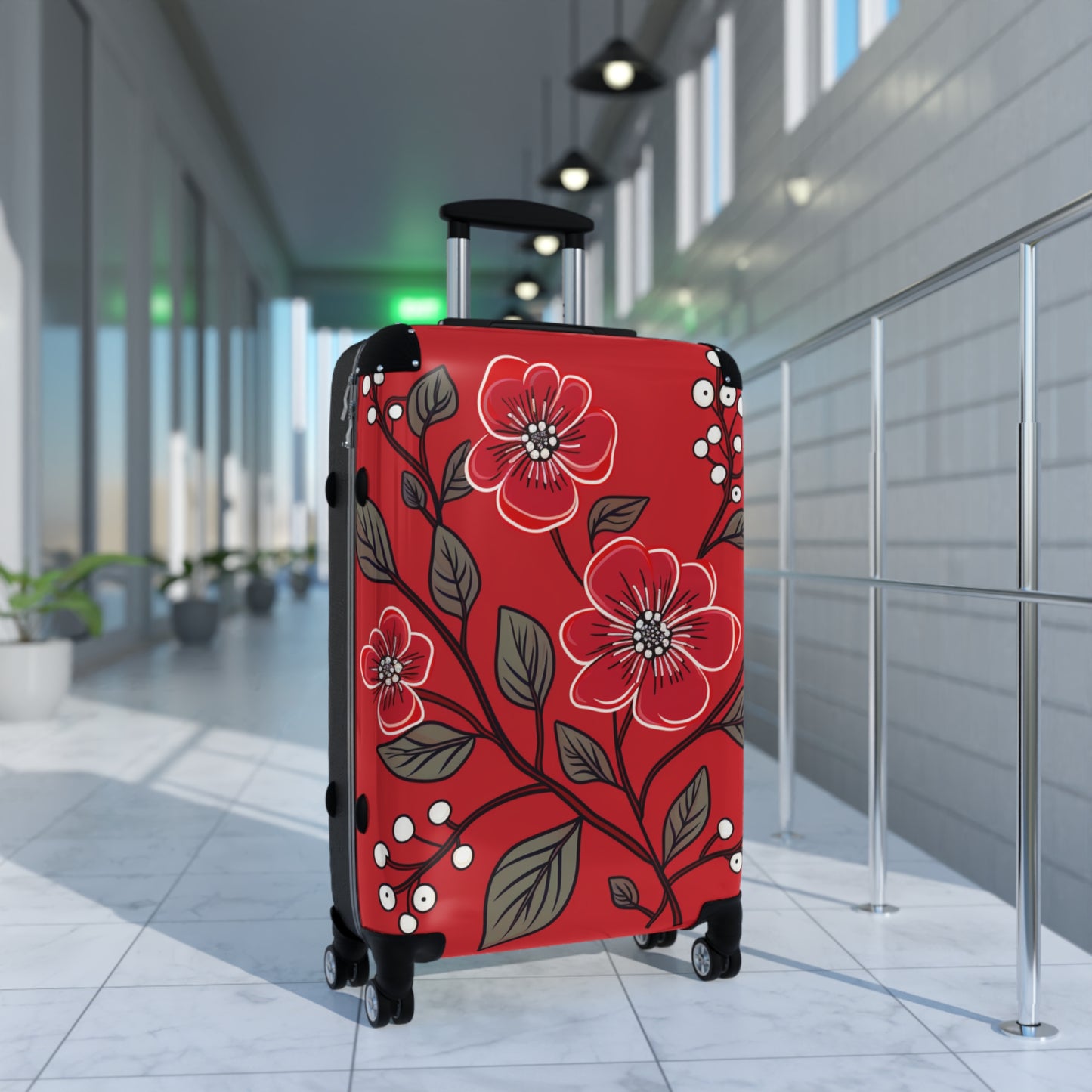 Red Floral Suitcase