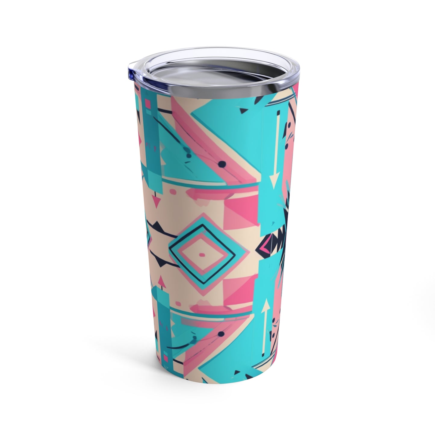 Pink and Turquoise Geometric Tumbler 20oz