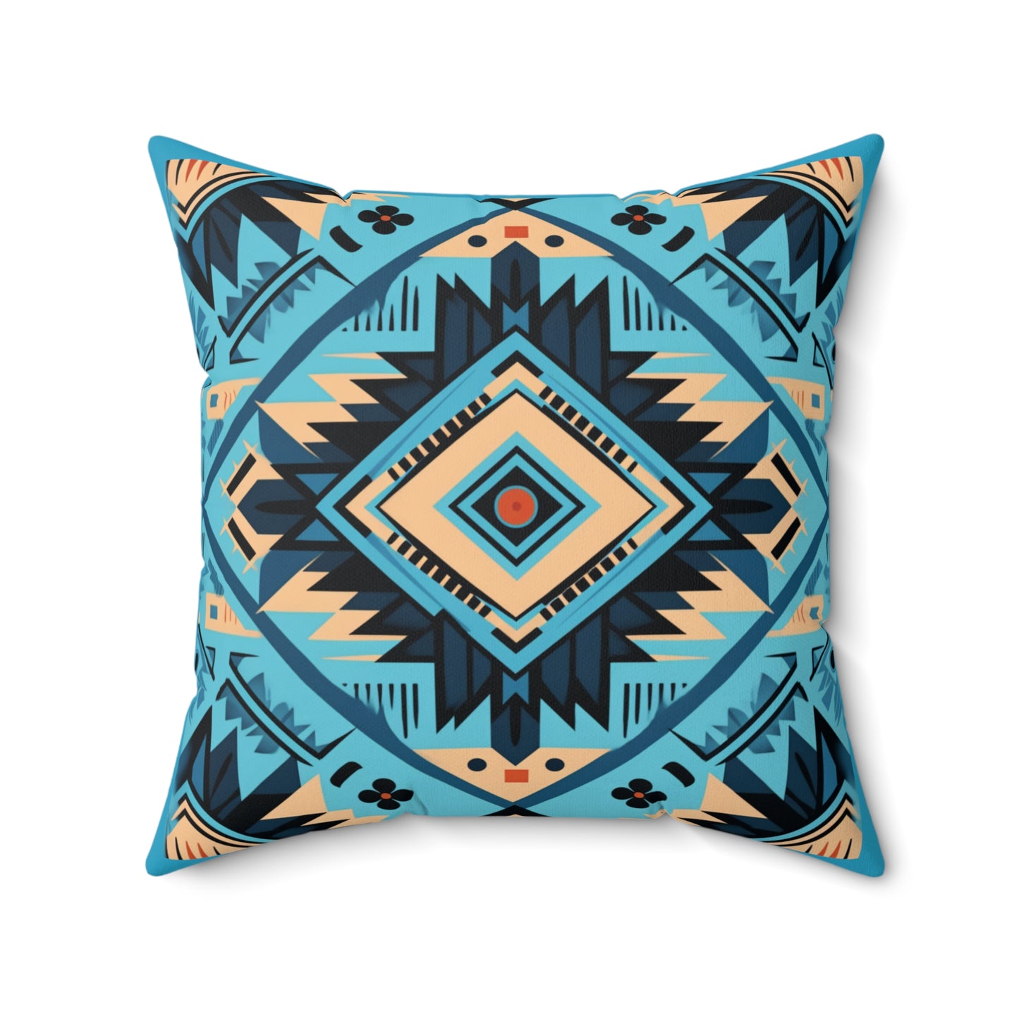 Blue Geometric Square Pillow