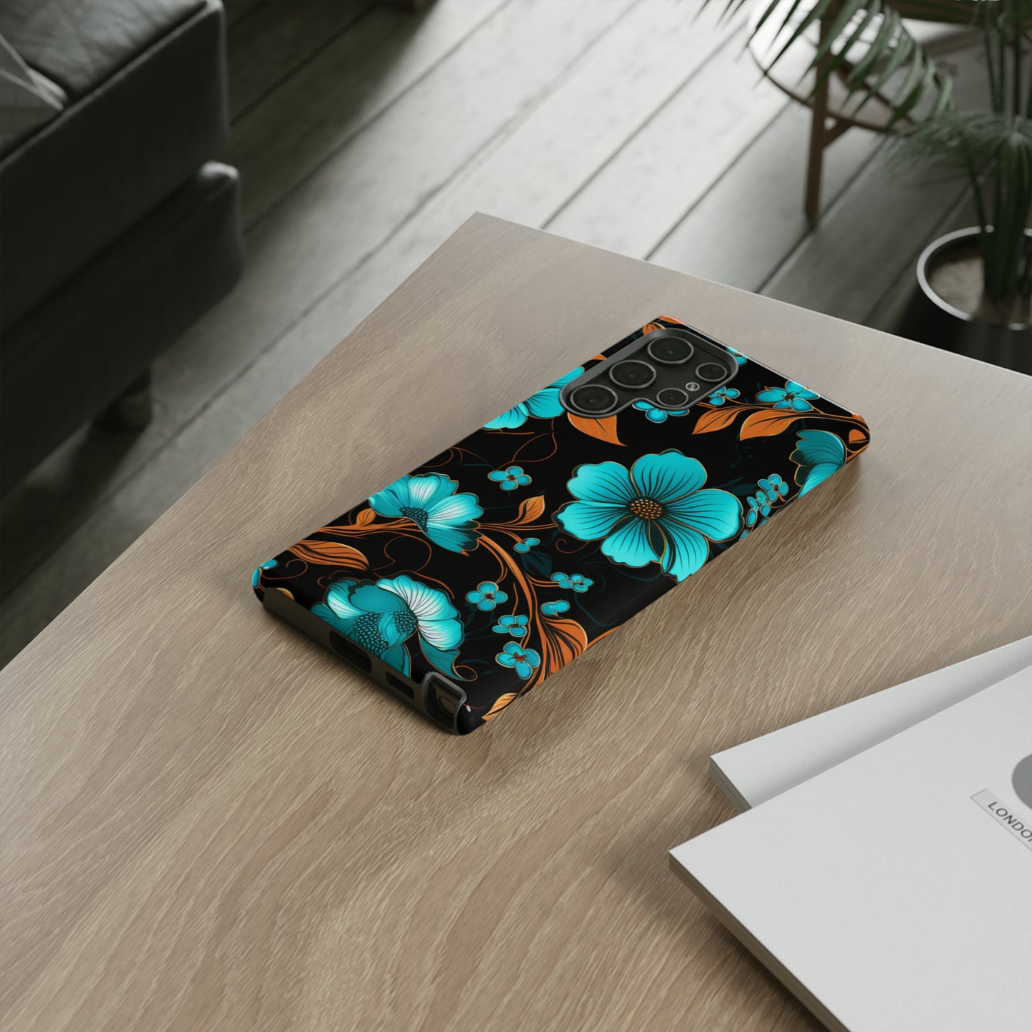 Turquoise Floral phone case