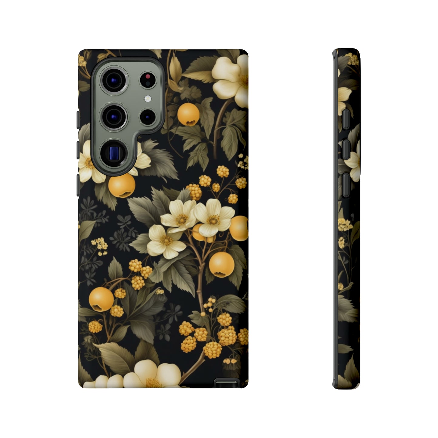 White Black and Yellow Floral phone case