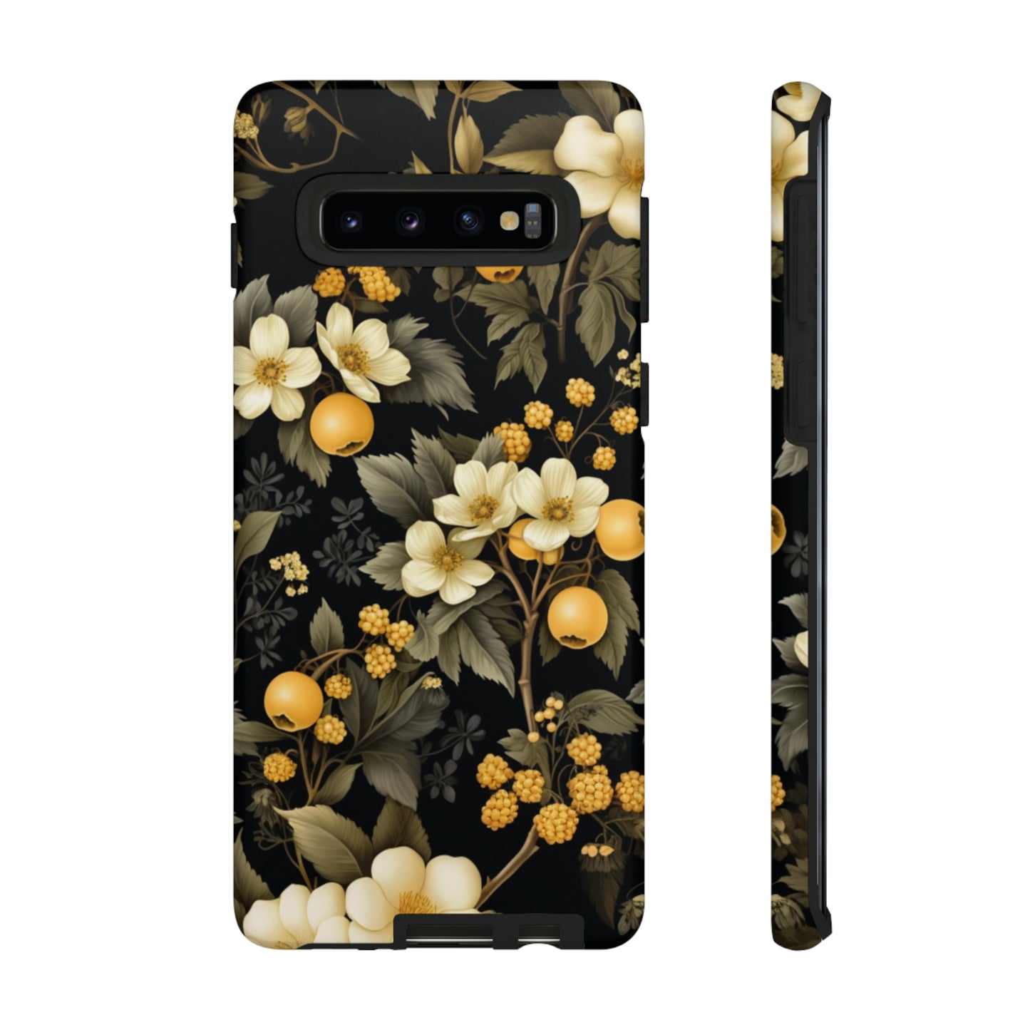 White Black and Yellow Floral phone case