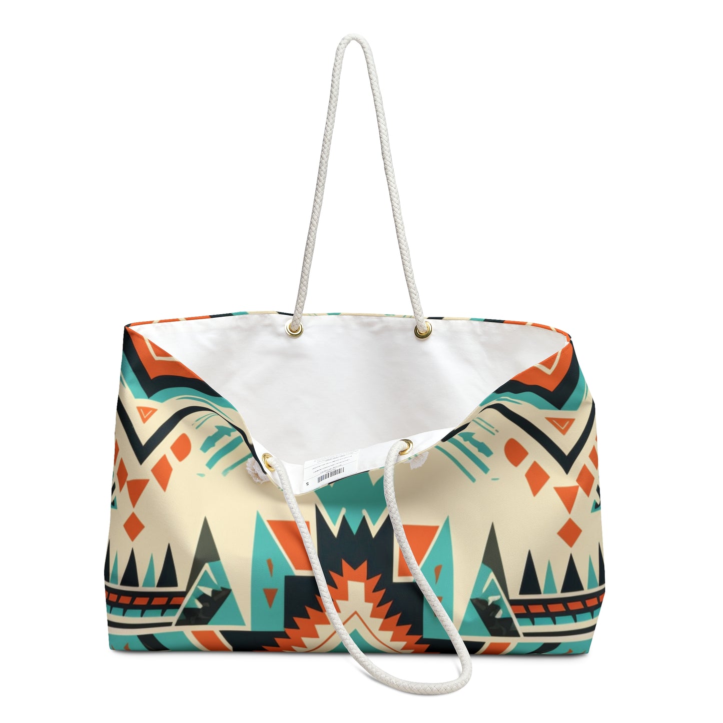 Orange and Turquoise Geometric Weekender Bag