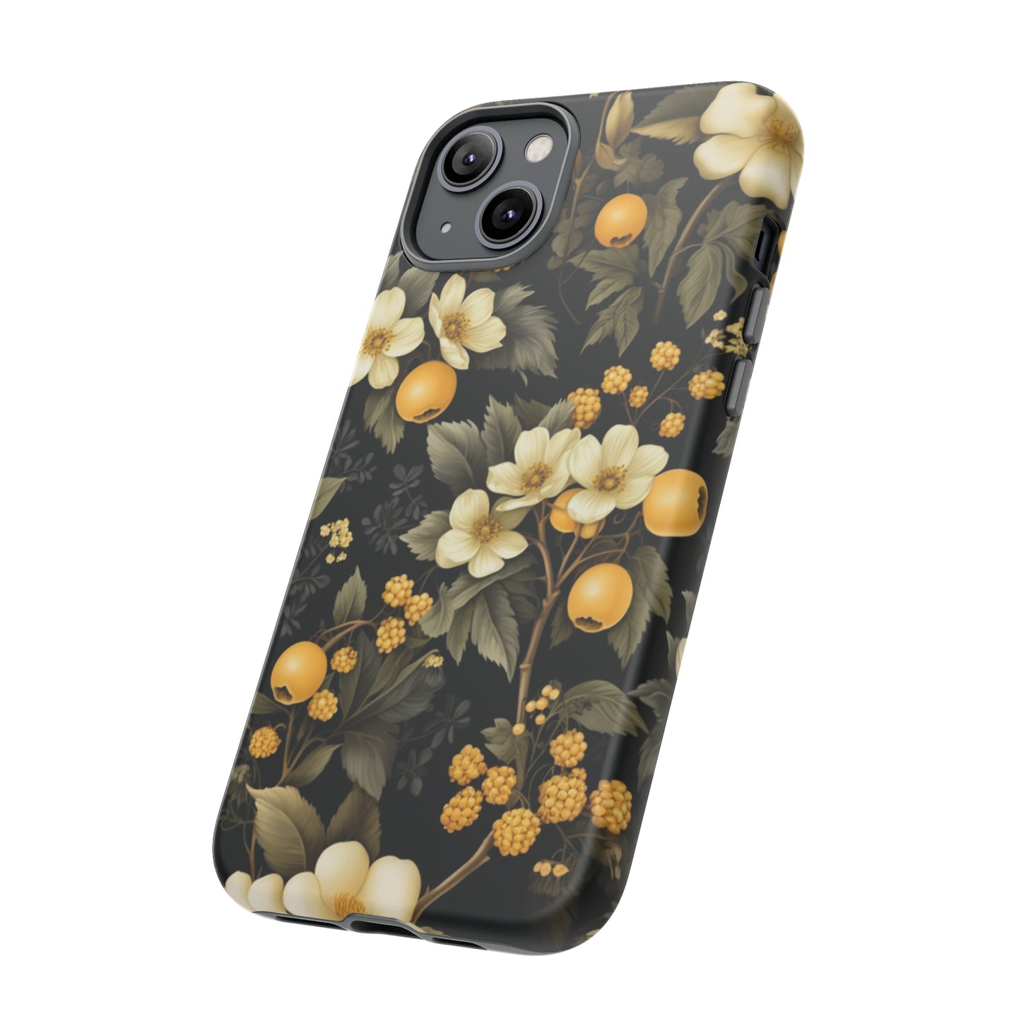 White Black and Yellow Floral phone case