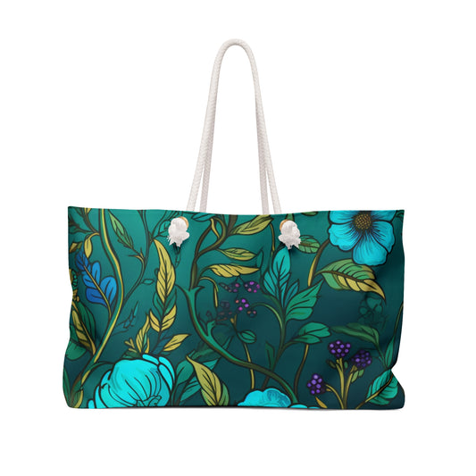 Turquoise Floral Weekender Bag