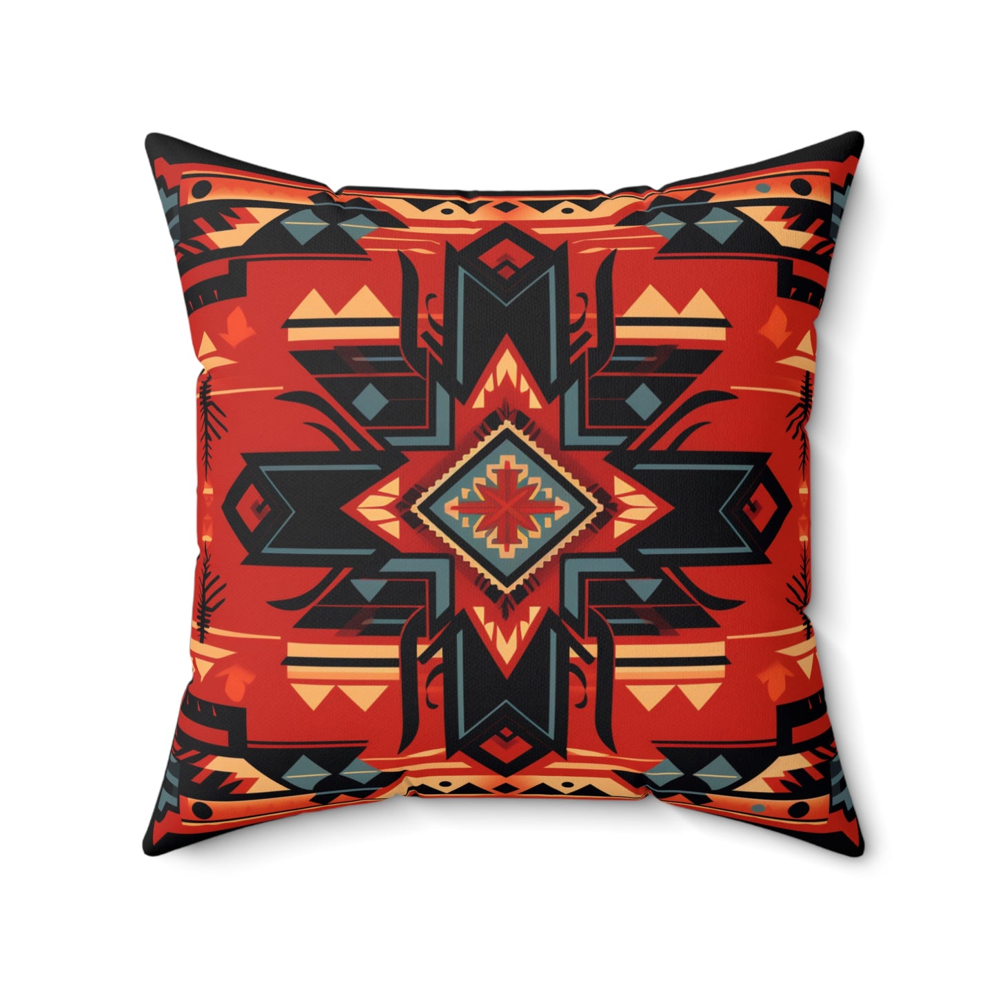 Red Geometric Square Pillow