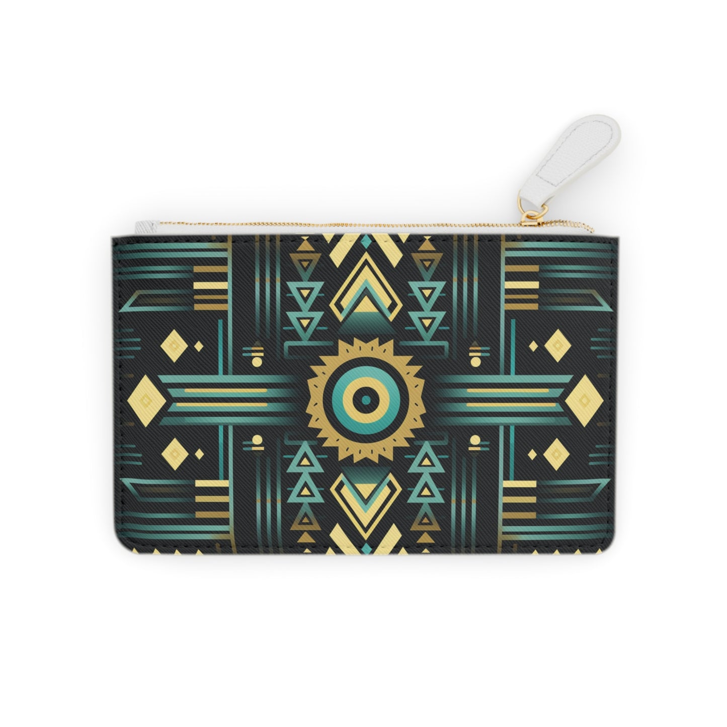 Black, Yellow and Turquoise Geometric Mini Clutch Bag