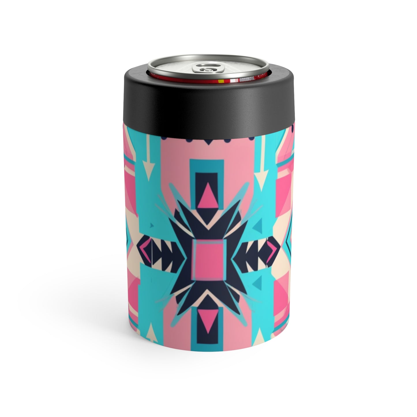 Pink and Turquoise Geometric Can Holder