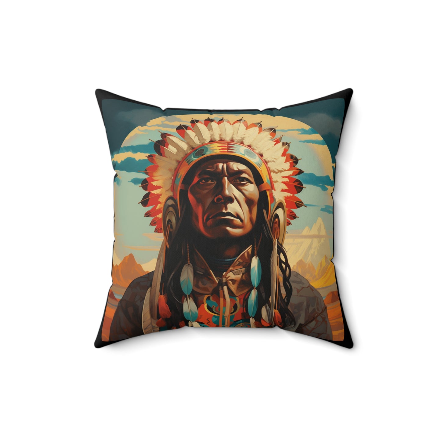 Indigenous Warrior Square Pillow